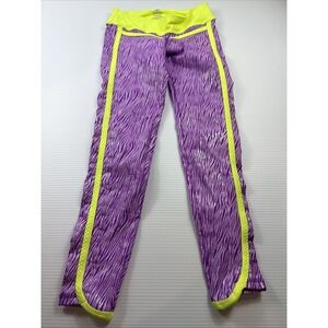 BABALU FIT FITNESS COLOMBIA ATHLETIC LEGGING PANT ONE SIZE Yellow Purple Striped